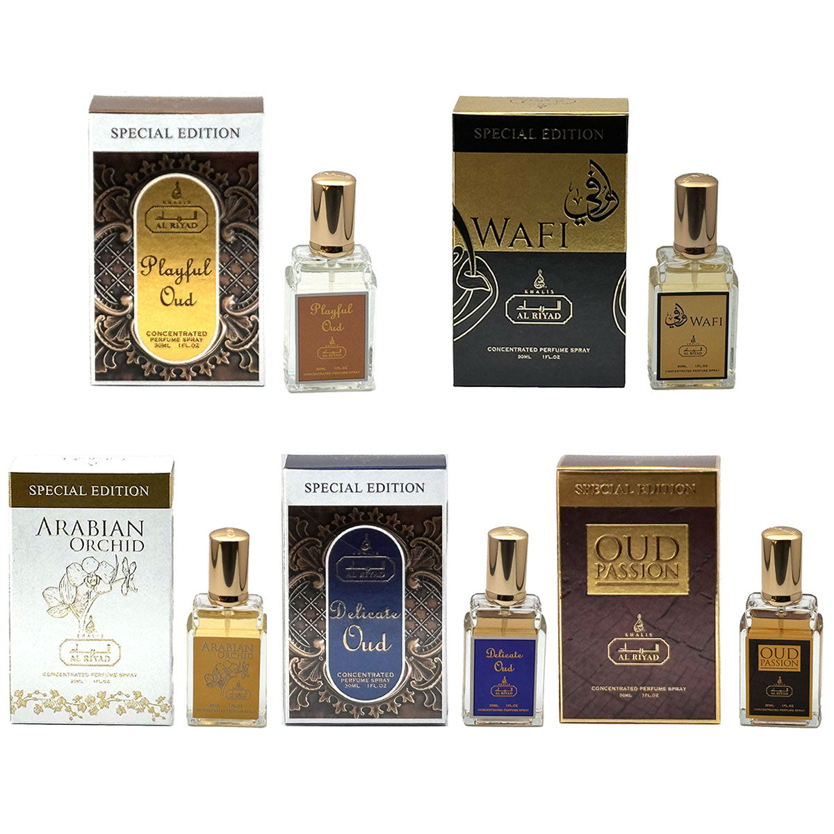 Designer Arabian Oud 5 Bottle ALRIYAD Special Edition Spray Fragrances